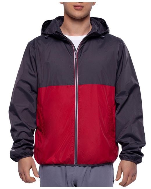 Rokka&Rolla Red Packable Mesh Lined Lightweight Windbreaker Jacket for men