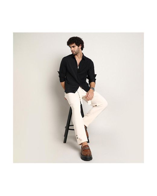 Campus Sutra Black Onyx Everyday Solid Shirt for men