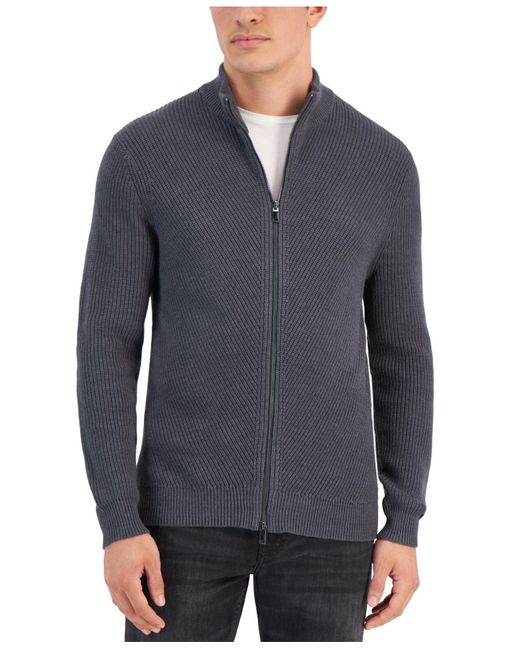 Alfani Heavy Rib Zip-front Sweater Jacket, Created For Macy's in Blue ...