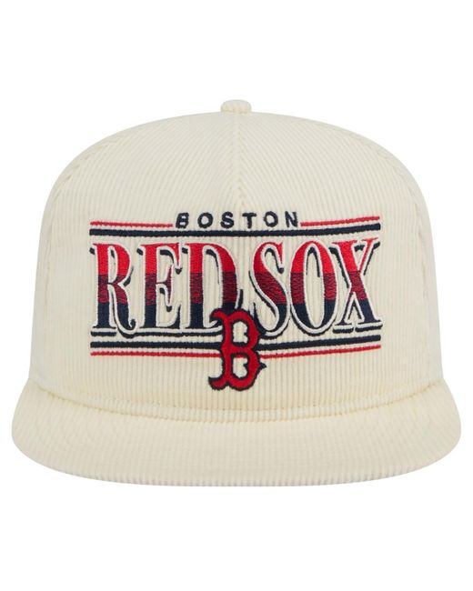 KTZ White Boston Red Sox Throwback Bar Golfer Corduroy Snapback Hat for men