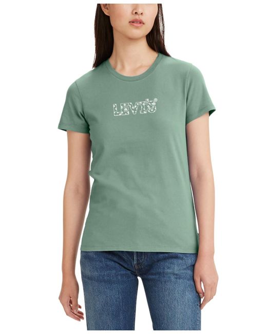 Levi's Green Perfect Graphic Logo Cotton T-shirt