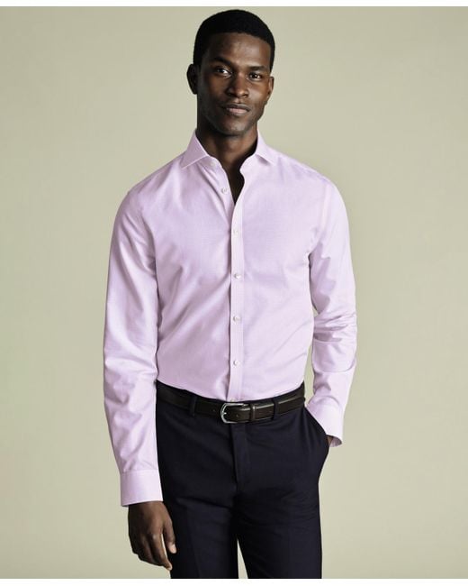Charles Tyrwhitt White Non-iron Gingham Dress Shirt for men