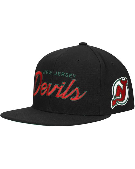 Mitchell & Ness Black Mitchell Ness New Jersey Devils Core Team Script 2.0 Snapback Hat for men