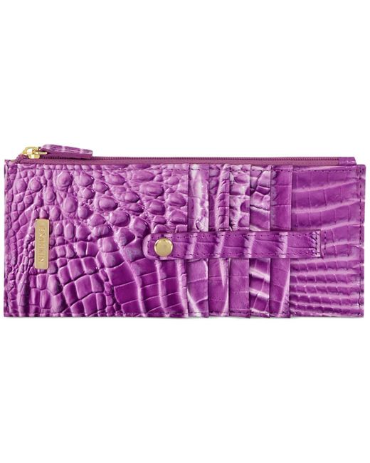 Brahmin Purple Credit Card Melbourne Embossed Leather Wallet