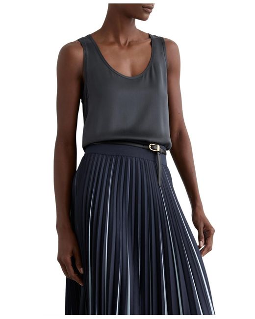Reiss Blue Ruby Silk-front Cami Top