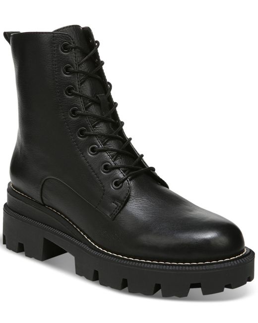 Sam Edelman Leather Garret Lace-up Lug-sole Combat Boots in Black ...
