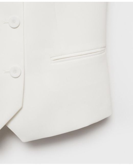 Mango White Double-breasted Suit Vest Jacket