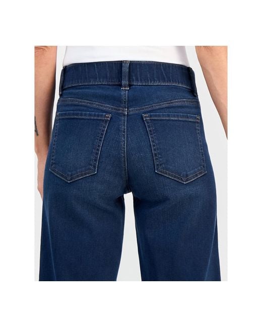 Style & Co. Blue Petite Pull-on Shaping High-rise Wide-leg Jeans