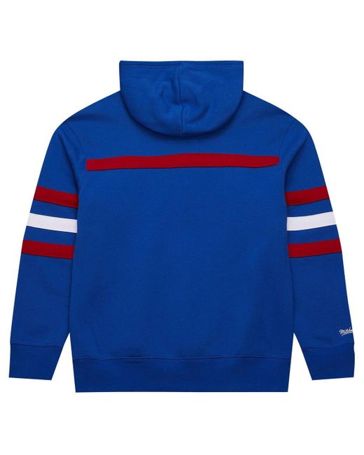 Mitchell & Ness Blue Mitchell Ness New York Giants Logo Head Coach Fleece Pullover Hoodie for men