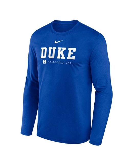 Nike Duke Blue Devils 2025 Courtside Basketball Shootaround Legend Dri-fit Long Sleeve T-shirt for men