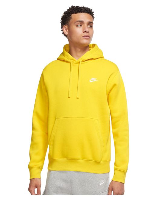 Nike Yellow Sportswear Club Fleece Pullover Hoodie for men
