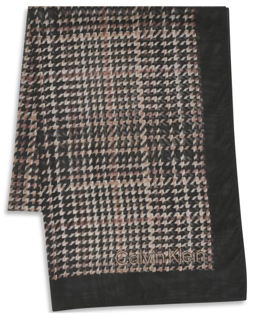 Calvin Klein Gray Houndstooth Print Wrap