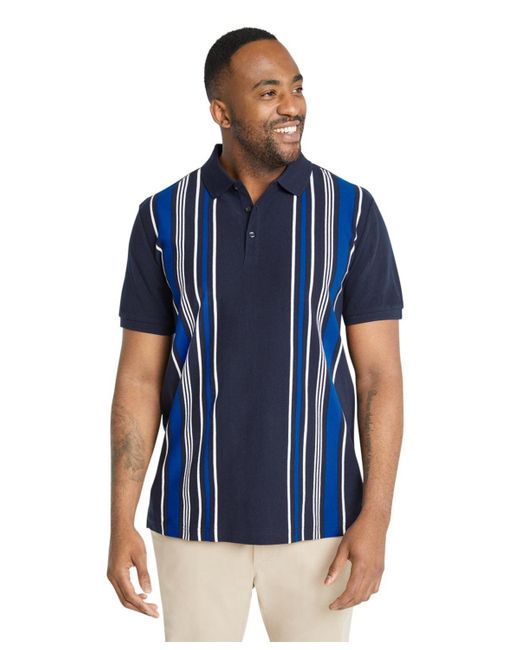 Johnny Bigg Blue Linden Vertical Stripe Polo Shirt Big & Tall for men