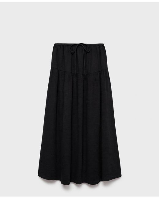 Mango Black Cotton Drawstring Skirt