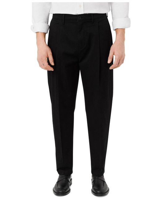 Frank And Oak Black Relaxed-fit Pleated Tapered Chinos for men