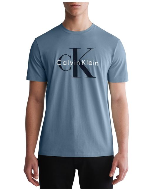 Calvin Klein Blue Short Sleeve Crewneck Logo Graphic T-shirt for men