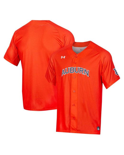 Under Armour Red Auburn Tigers Replica Full-button Baseball Jersey for men