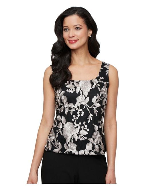 Alex Evenings Black Printed Tulle Jacket & Top Set