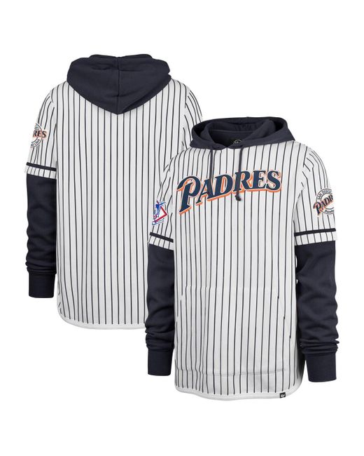 '47 Blue 47 San Diego Padres Pinstripe Double Header Pullover Hoodie for men
