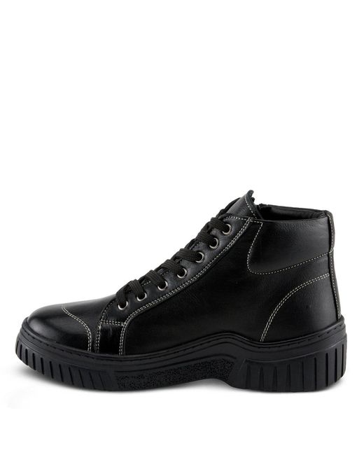 Spring Step Black Loeva Leather High-top Sneaker Boot