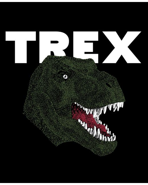 LA Pop Art Black Raglan Baseball Word Art T-rex Head T-shirt for men