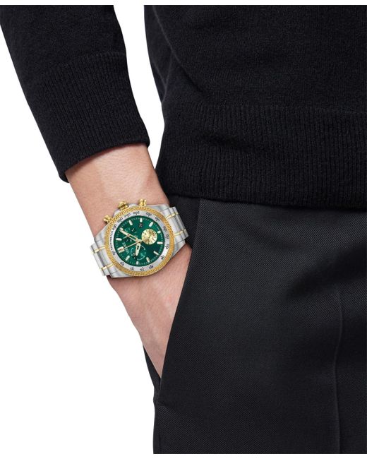 Versace Metallic Swiss Chronograph X Two-tone Stainless Steel Bracelet Watch 44mm for men