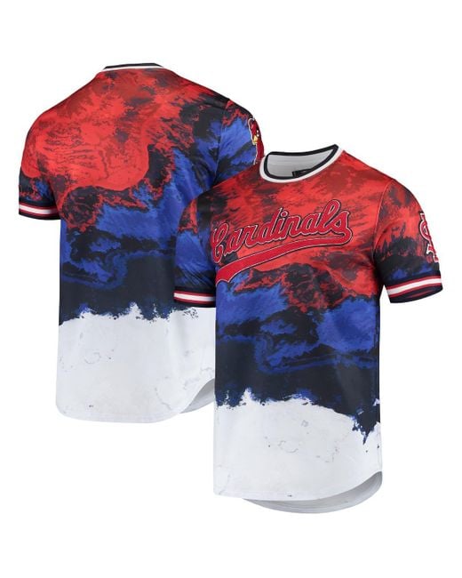 Pro Standard Red And Royal St. Louis Cardinals Red White And Blue Dip Dye  T-shirt for Men