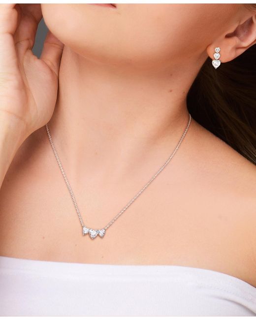 Macy's Metallic 2-pc. Set Triple Heart Pendant Necklace & Matching Stud Earrings (5-1/2 Ct. T.w.