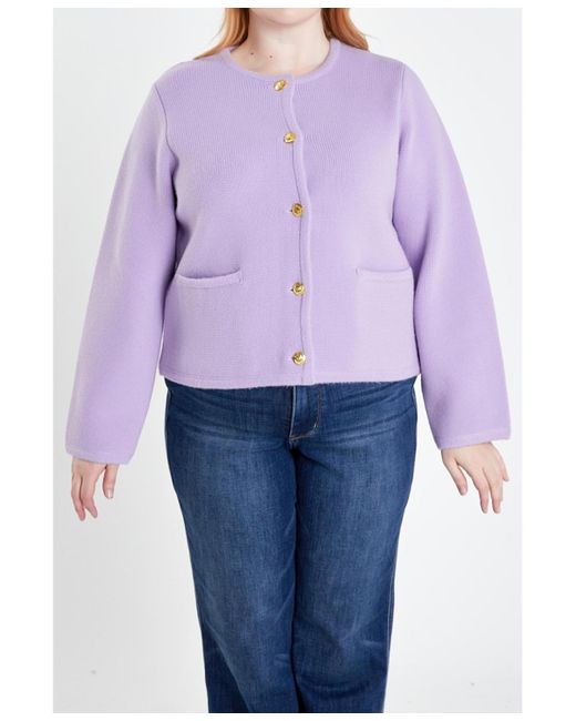 English Factory Purple Plus Size Knit Sweater Cardigan
