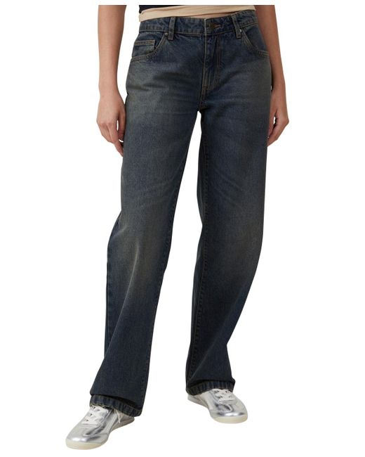 Cotton On Blue Low Rise Straight Jeans