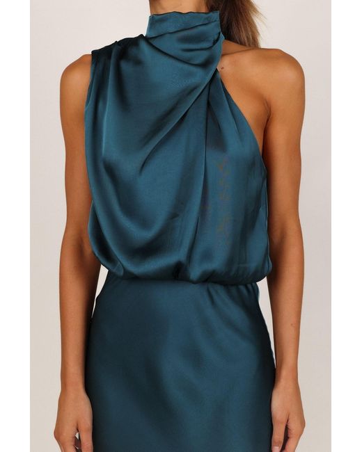 Petal & Pup Anabelle Halter Neck Midi Dress in Blue