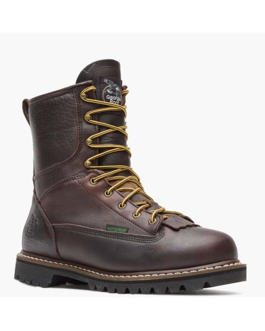 Georgia Boot Brown Waterproof Lace-to-toe Work Boot for men