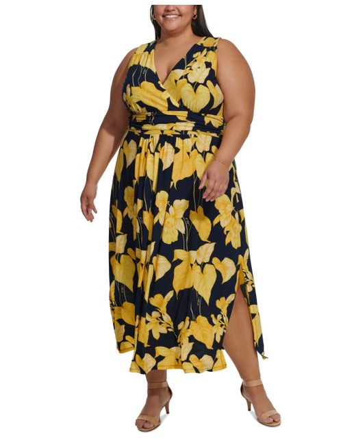 Tommy Hilfiger Yellow Plus Size Island Orchid Maxi Dress