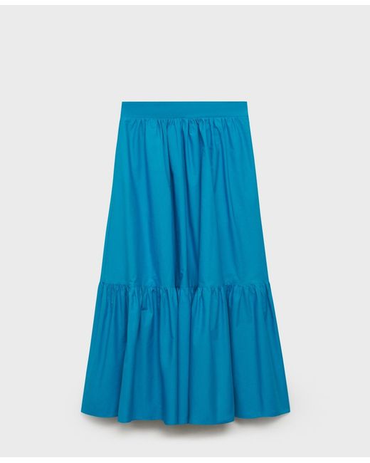 Mango Blue Long Flared Skirt