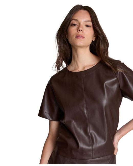 Kenneth Cole Brown Polyester-blend Crop Pullover