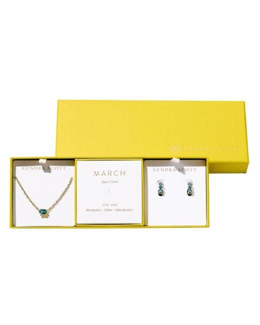 Kendra Scott Yellow 2-piece Cubic Zirconia Cailin Pendant Necklace And huggie Earrings Gift Set