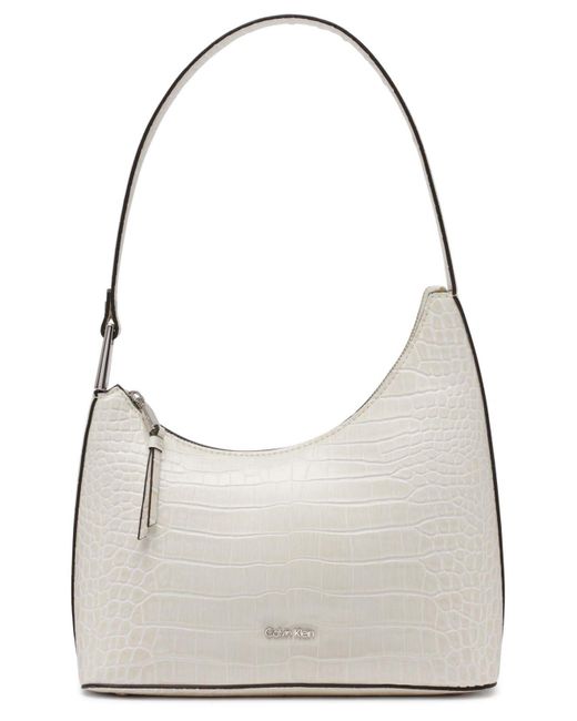 Calvin Klein Gray Holly Asymmetrical Top Zipper Shoulder Bag