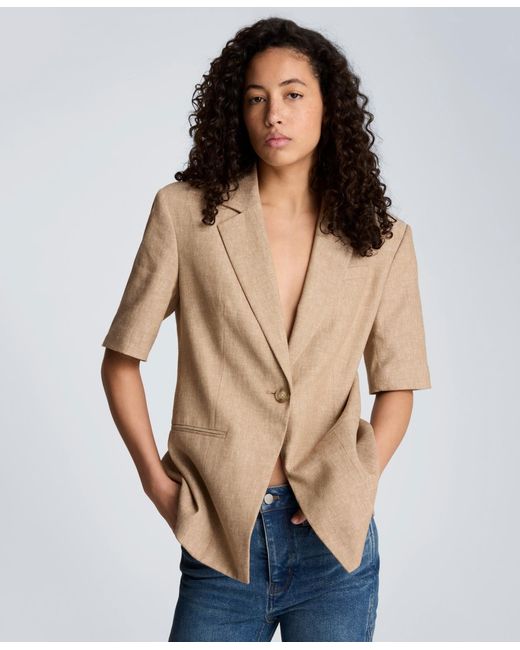 Kenneth Cole Natural Short-sleeve Button Front Jacket