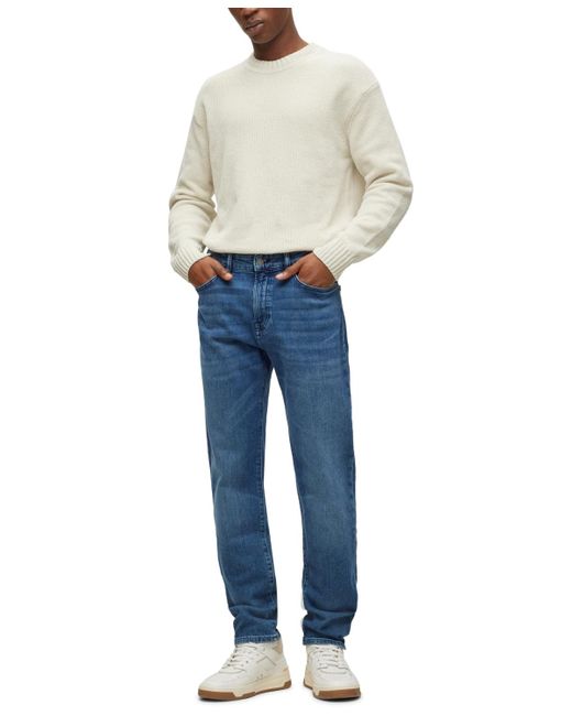 Boss Boss By Mid-blue Comfort-stretch Regular-fit Jeans for men