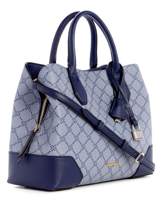 Nine West Leonel 3 Compartment Satchel | Adjustable Shoulder Strap, Magnetic Closures, Interior Pockets, Cotton Blend Lining