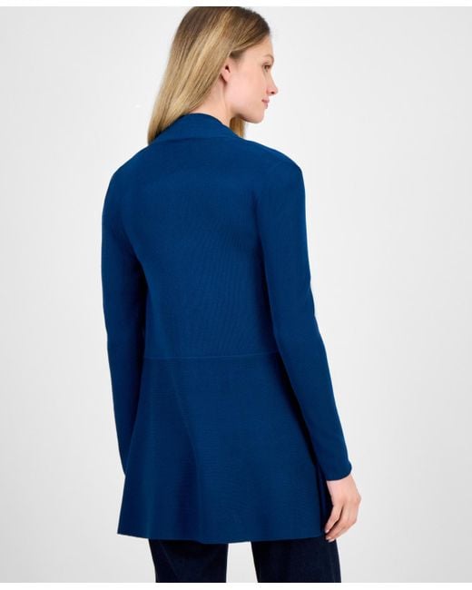 Anne Klein Blue Monterey Open-front Longline Cardigan