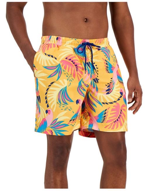 Club Room Bird Swim Trunks, Created For Macy's in Yellow for Men | Lyst