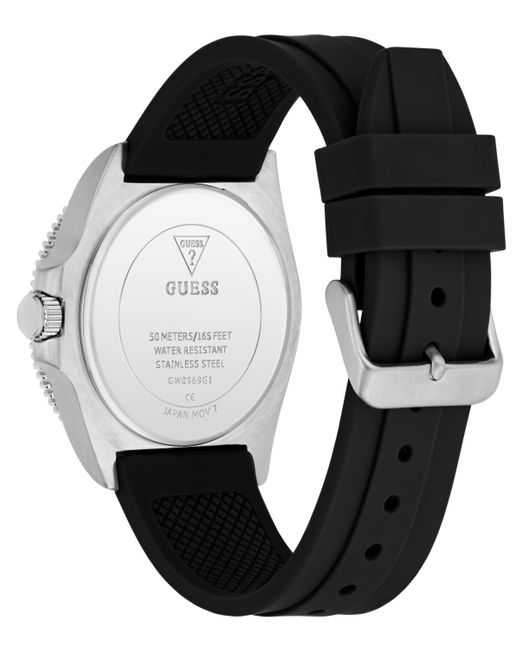 Guess Black Silver Tone Analog Watch for men