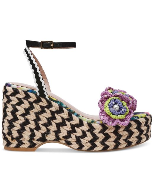 Betsey Johnson Metallic Marabela Macrame Platform Wedge Sandals