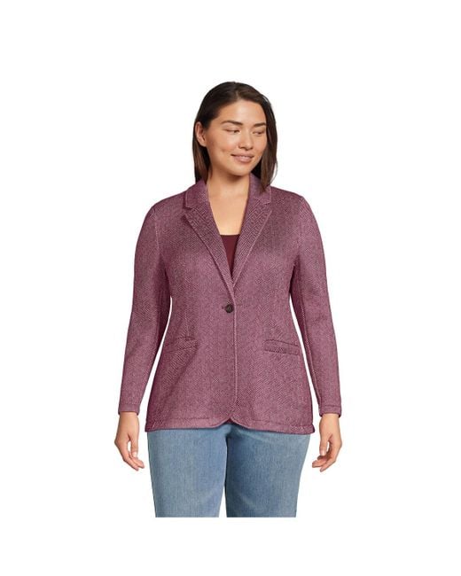 Lands' End Plus Size Sweater Fleece Blazer Jacket in Purple Lyst
