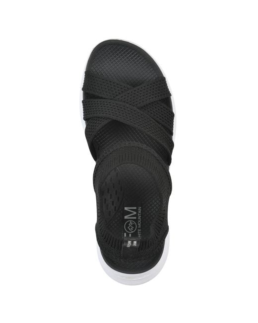 White Mountain Black Charry Round Toe Flat Sandals