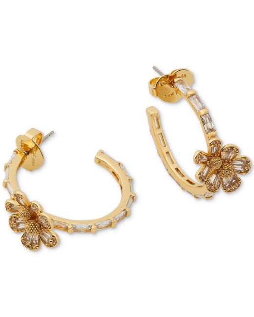 Kate Spade Metallic Gold-tone Fleurette Small Hoop Earrings