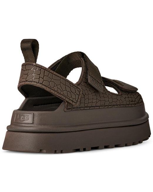 Ugg Brown Goldenglow Embossed Open Toe Sandals