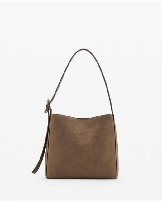 Mango Brown Suede Leather Shopper Bag
