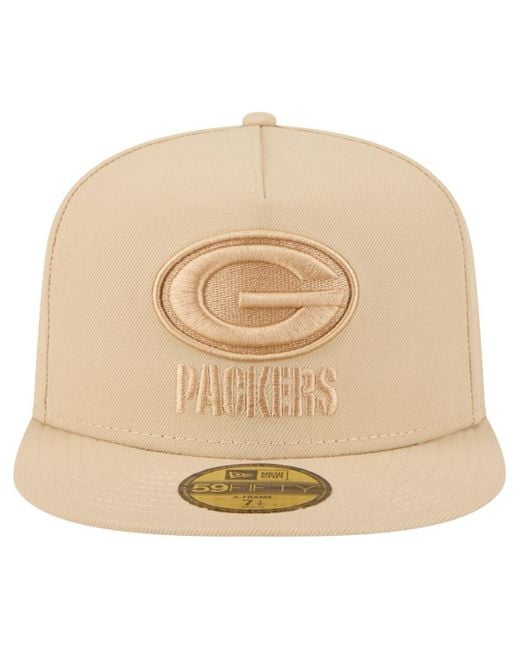 KTZ Natural Â Green Bay Packers Color Pack A-frame 59fifty Fitted Hat for men